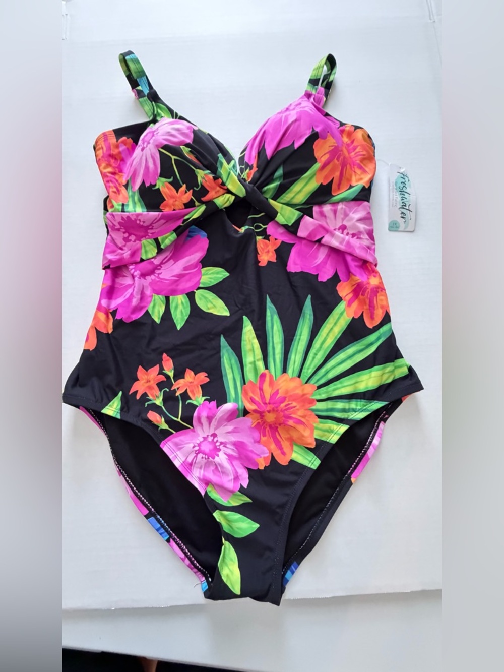 Freshwater Swim Floral Twist Black One-Piece Swimsuit